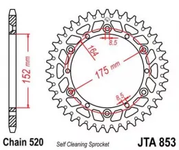 Звезда ведомая алюминиевая JTA853