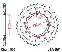 Звезда ведомая алюминиевая JTA891